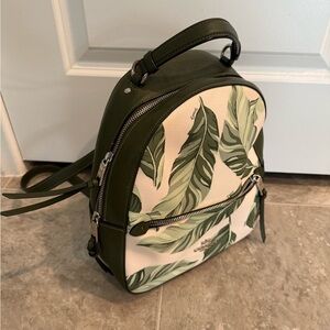 Coach Leaf Print Green and Cream Backpack